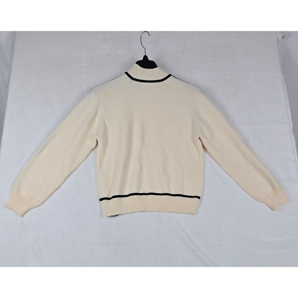 Zaful Women’s Cream Knit Sweater US 4 (Sm) Viscose Blend Contrast Trim Pullover - Picture 3 of 12